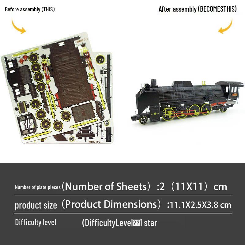 

Цельнометаллический паровоз D51 3D DIY Сборная модель - Без клея Пазл из нержавеющей стали