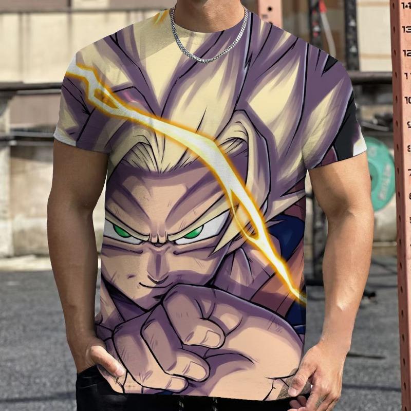 2026 Summer Dragon Ball Retro Fitness T-shirt Men's Oversized 3D Printed Short-sleeved Family Unisex Children's Sports Shirt