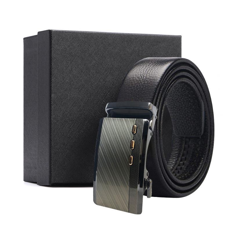 Belt Men's Premium Business Gift Box First Layer Cowhide Belt Alloy Button Head Gift High-end Automatic Buckle Belt