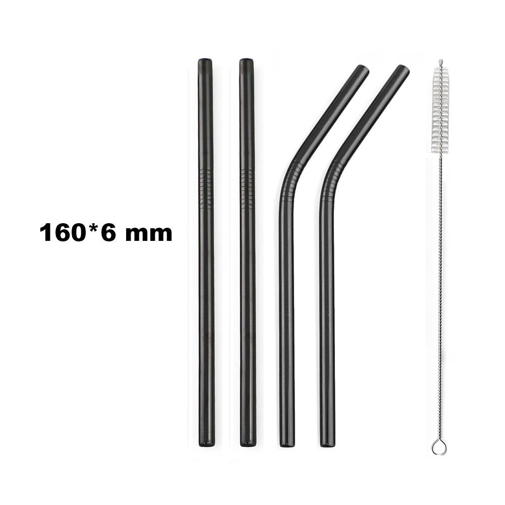 Fruit Juice Straws Mini 160mm Short Rainbow Stainless Steel Metal Straws Straight Bend Reusable Drinking Small 4Straw 1prush