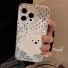 Cute Polka Dot Puppy Stand Mobile Phone Case Suitable for 14 Apple 15 Promax Korean Iphone16 Anti Fall 12 Feather Yarn
