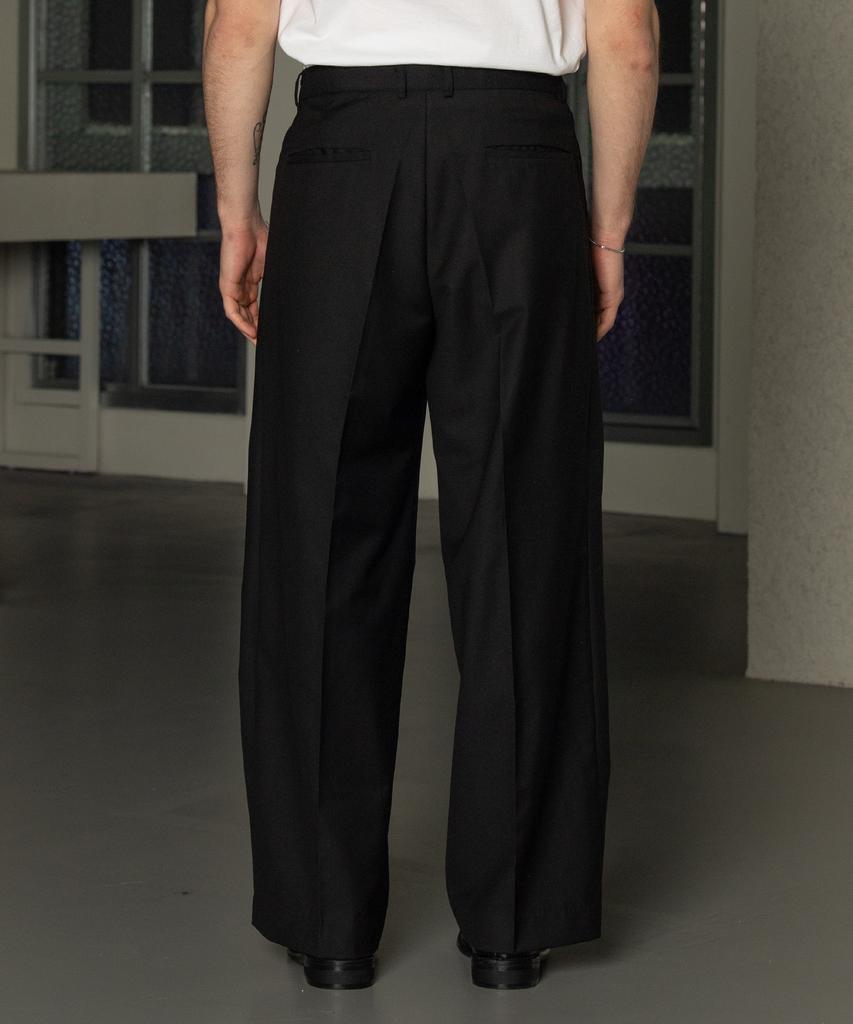 Dekkoloso Tailored Double-Pleat Wide Slacks [Black]