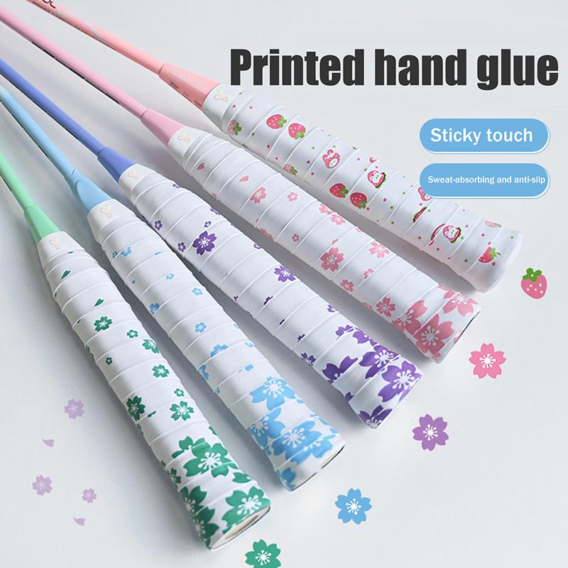 1 Stück Kirschblüten-Print Tennis Badminton Griffband Schweißabsorbierend Stoßdämpfend Schnell Selbstklebend Griff Verschleißfest Rutschfest