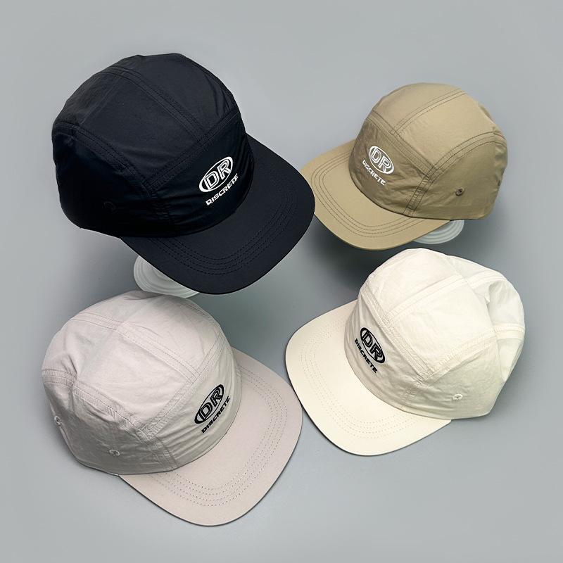 Charm Clothings Women's Black Quick-Drying Retro Flat-Brimmed Embroidered Letter Baseball Cap Men's And Sports Sunshade Face Small Peaked Cap 52-60Cm