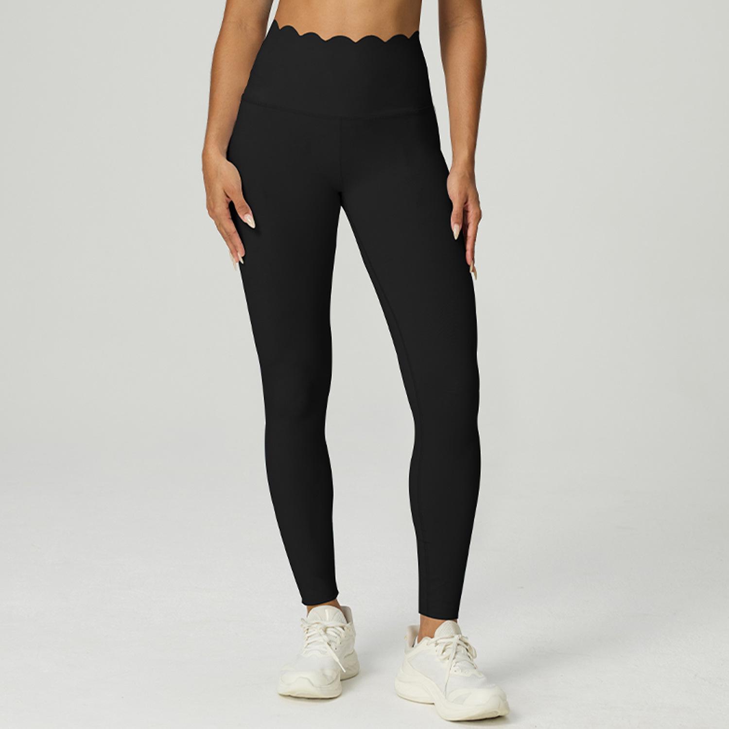 European and American high-waisted sweatpants, skin-friendly yoga clothes, women s lace trousers, tight, hip-lifting and thin fitness yoga pants XS