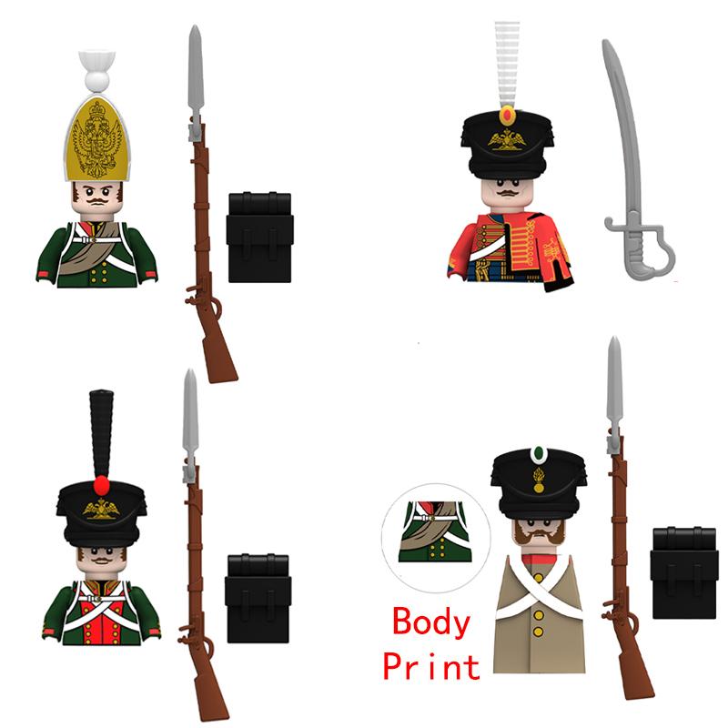 Napoleonic War Military Building Blocks Mini Bricks Figures Gifts Weapons Funs Equipments Russian France UK Italy Solider Toys