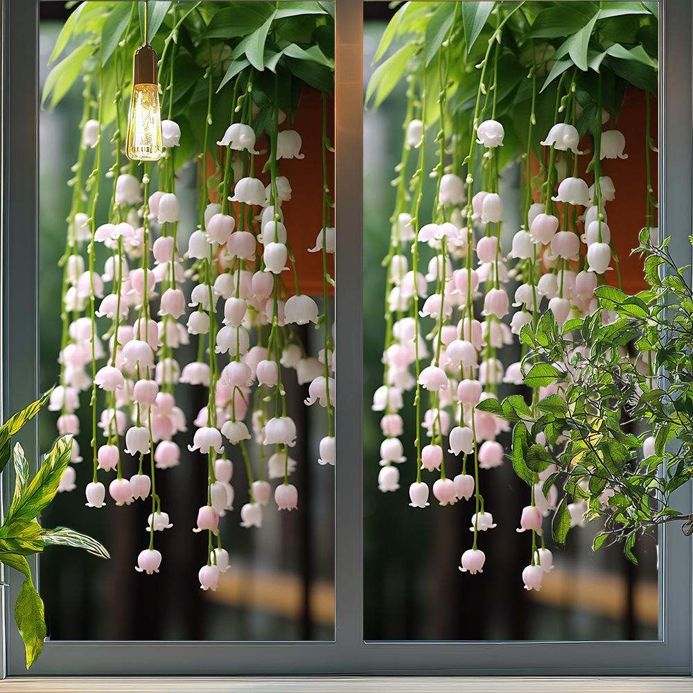 Balcony Window Decoration, Perfume Bell Orchid, Decorative Glass Sticker, Room Bathroom Sticker, Glass Electrostatic Film, Home Decoration