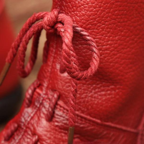 Dámské krátké kozačky z pravé kůže Plyš Retro Ležérní Podzim Zima Dámské Kozačky Voděodolné kožené teplé Sněhule