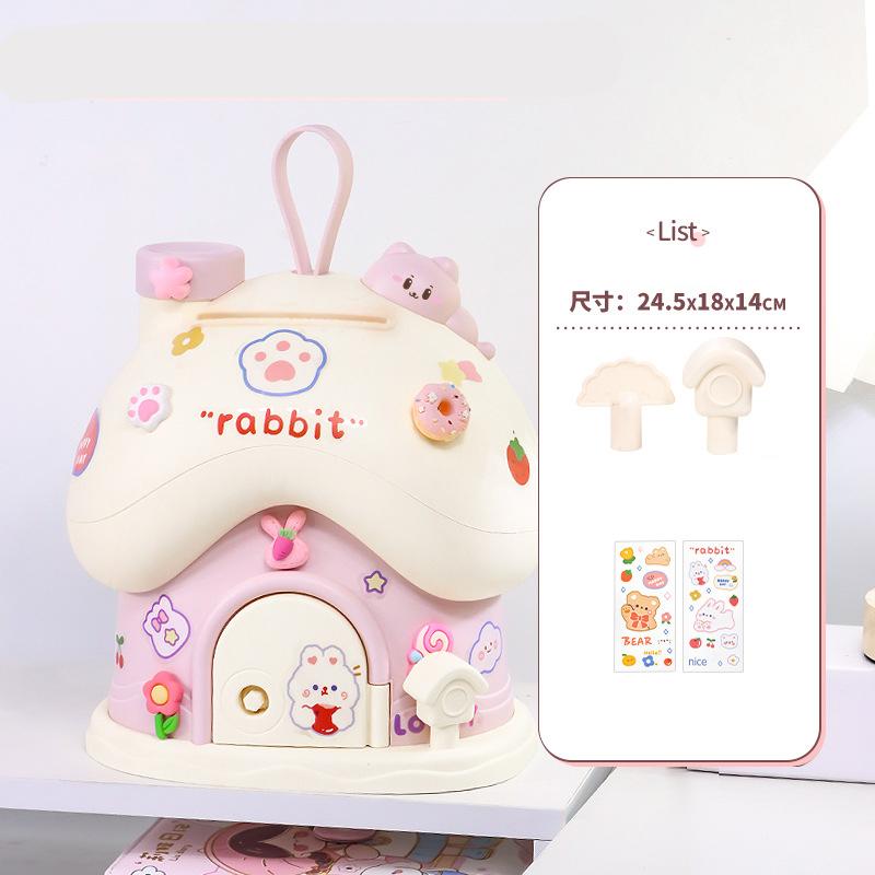

New Mushroom House Savings Bank Ins High Beauty Small House Creative Access, Unbreakable, Large Capacity розовый