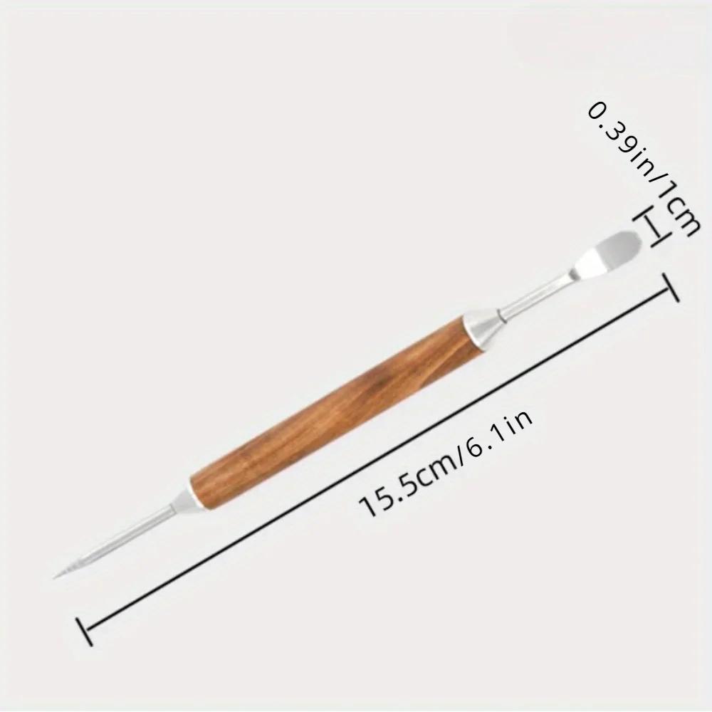 1PC Latte art Pen Coffee Needle Carved and Mounted Artifact Solid Wood Hook Needle Milk Foam Stainless Steel Drawing