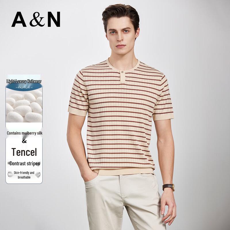 

Men s Mulberry Silk & Lyocell Striped T-Shirt 50