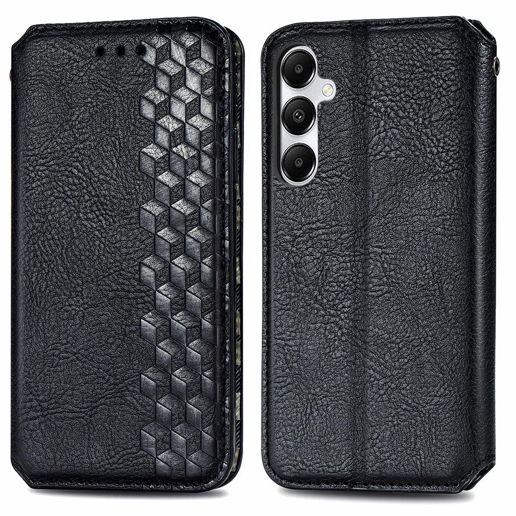 For Samsung Galaxy A55 5G PU Leather Case Rhombus Imprint Wallet Stand Phone Cover