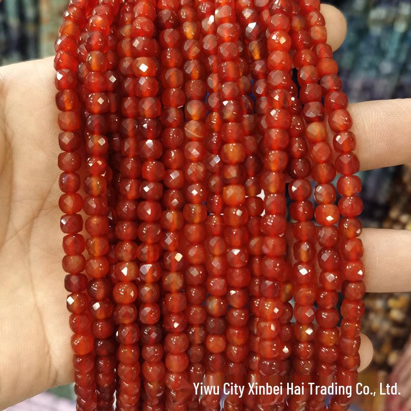 4x4mm Natural Stone Faceted Square Beads: Amethyst, Tourmaline, Garnet Jewelry Accessories