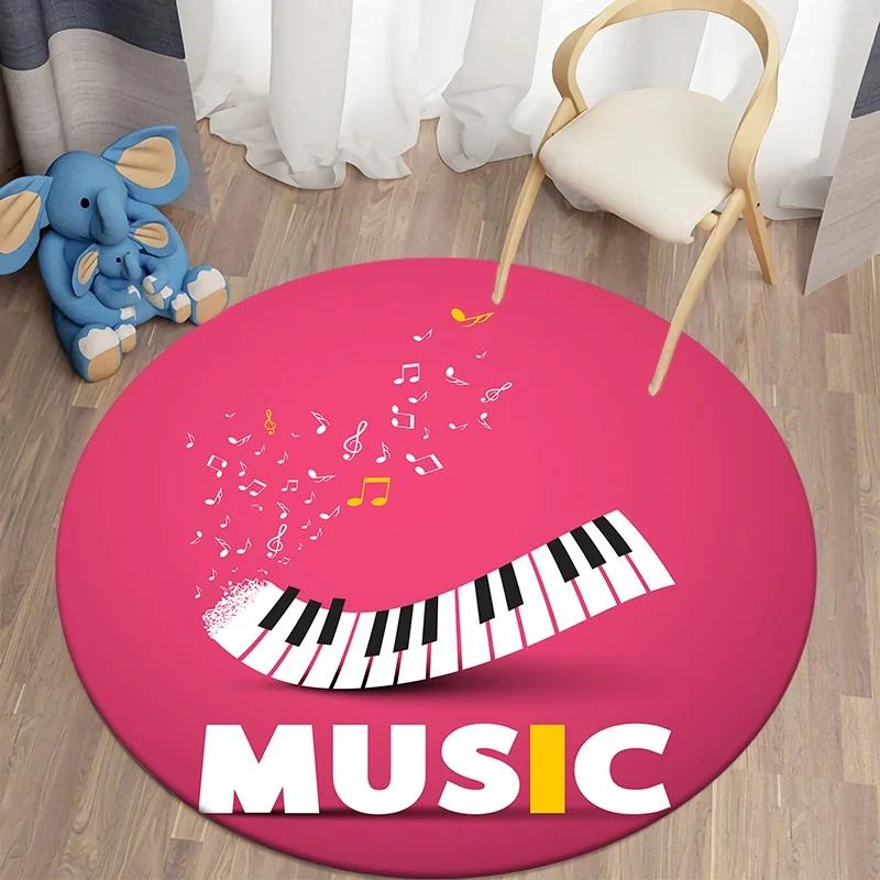 Music Note Round Carpet for Living Room Area Rugs Kids Carpets Non-slip Floor Mat for Kids Bedroom Carpet Children's Play Mats