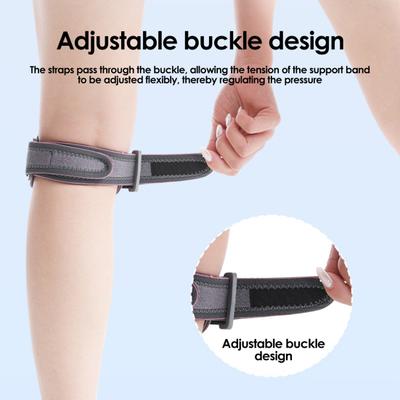 Patellar Tendon Support Strap with Silicone Pad, Cycling Running Fitness Sports Knee Brace, Adjustable Pain Relief Knee Stabilizer Strap for Men