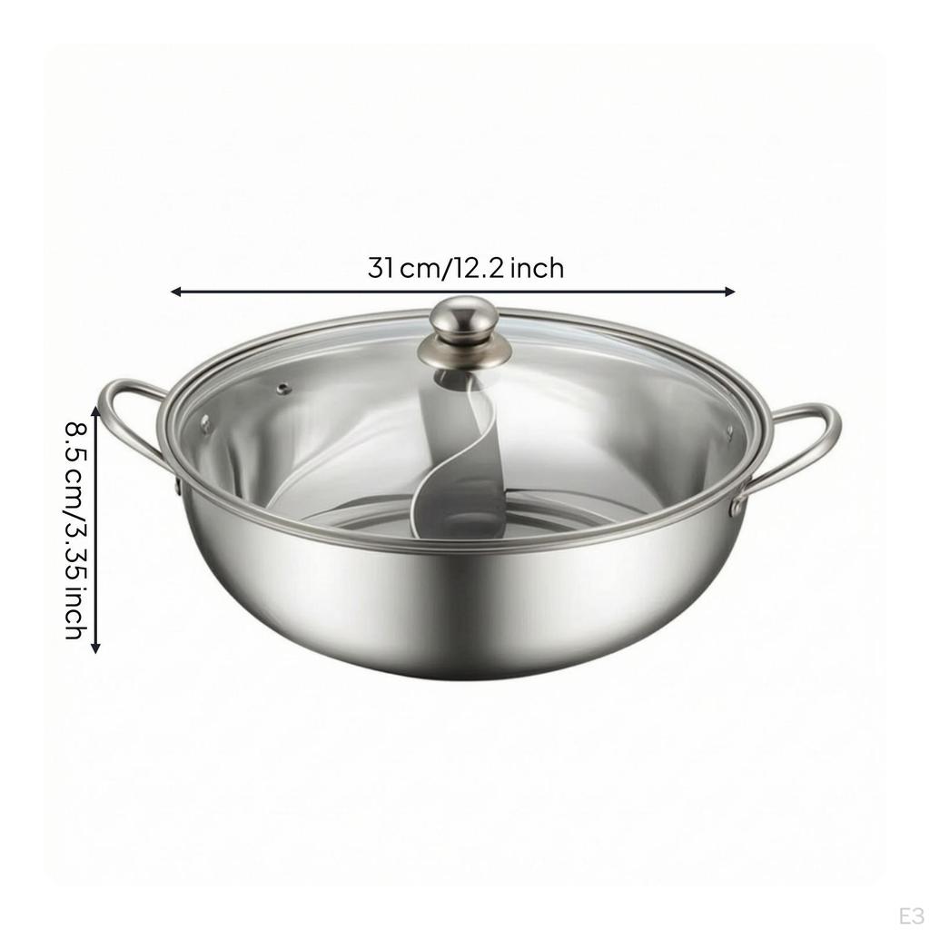Divided Pot with Ladles Stainless Steel TwoFlavor Cookware for Families,