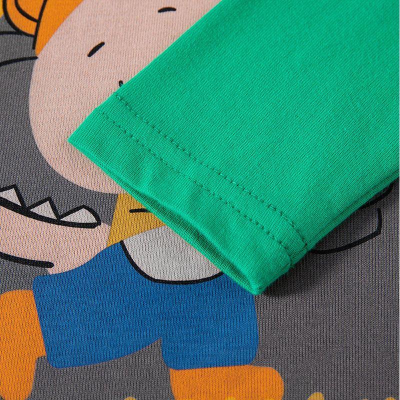 Kids Pure Cotton T-shirt Spring and Autumn Clothing Boys and Girls Cartoon Dinosaur Pattern Long Sleeves Bottoming Shirt Baby Letter Autumn Clothes
