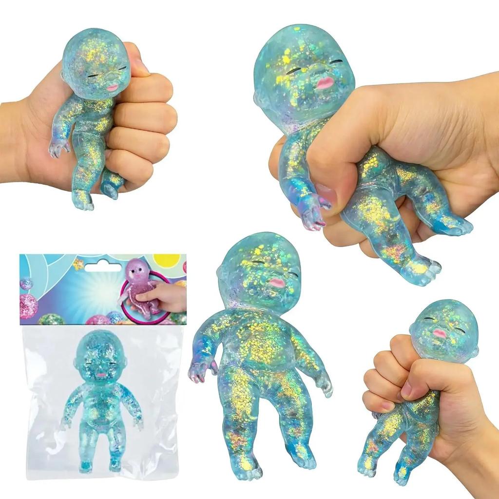 Stress Anxiety Relief 1pc Glitter Silicone Baby Squeeze Toys Slow Rebound Fidget Toys Soft Satisfying Sensory Toys For Kids