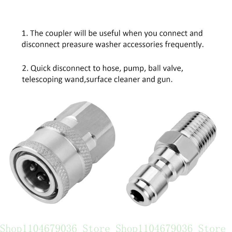 Professional 1/4" NPT Quick Releases Pressure Washer Hose Adapters, 4Piece Corrosion Resistant Stainless Steel Connector