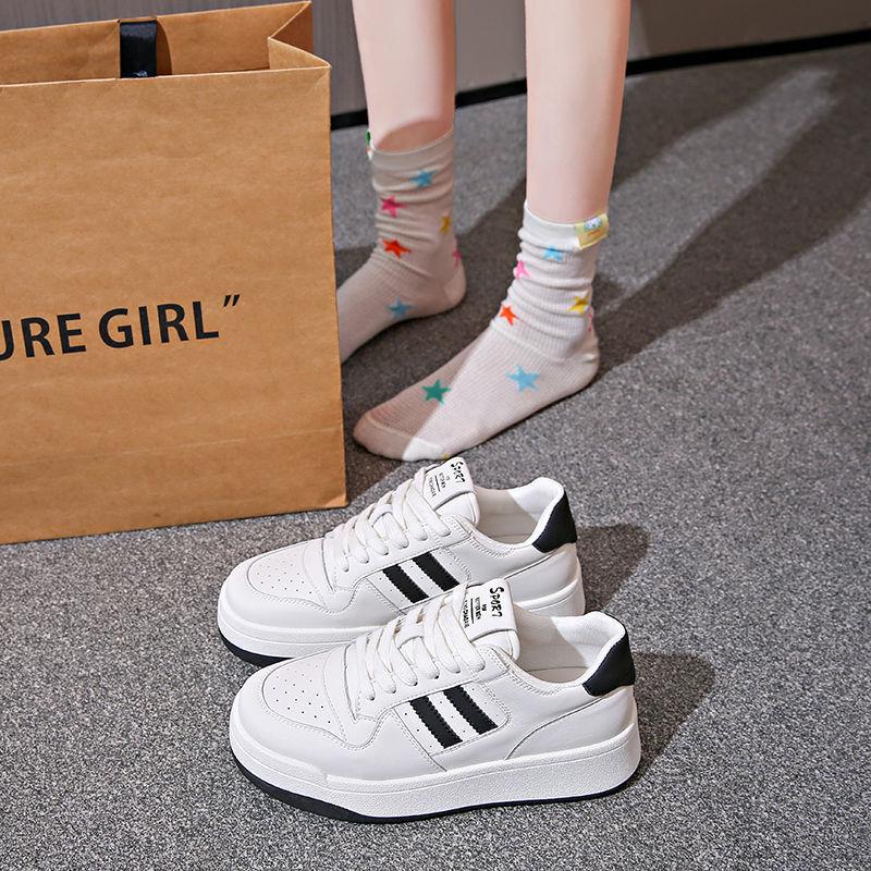 Platform white shoes women's spring new heightening lace-up board shoes casual sports shoes single shoes