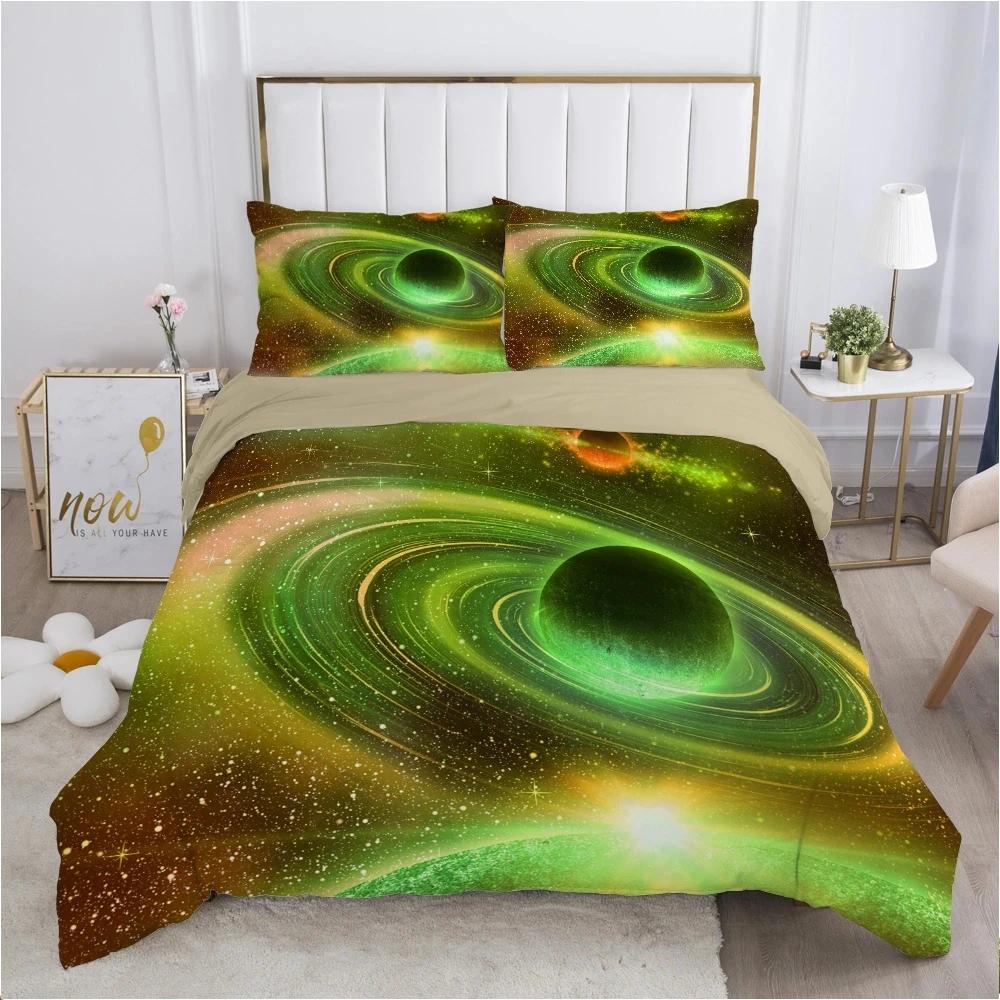 Planetary Soft Duvet Cover Set for Adult Peoples,Tens,Premium 3D Printed Mysterious Earth Planetary Beding Sets Warm Comforter Cover Ful Sized