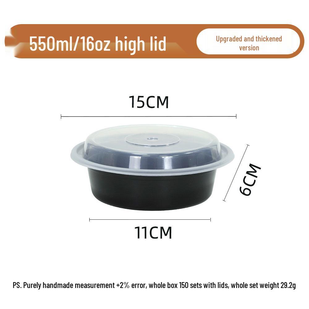 

24oz Black Round Microwaveable Food-Grade Takeout Container with Lid