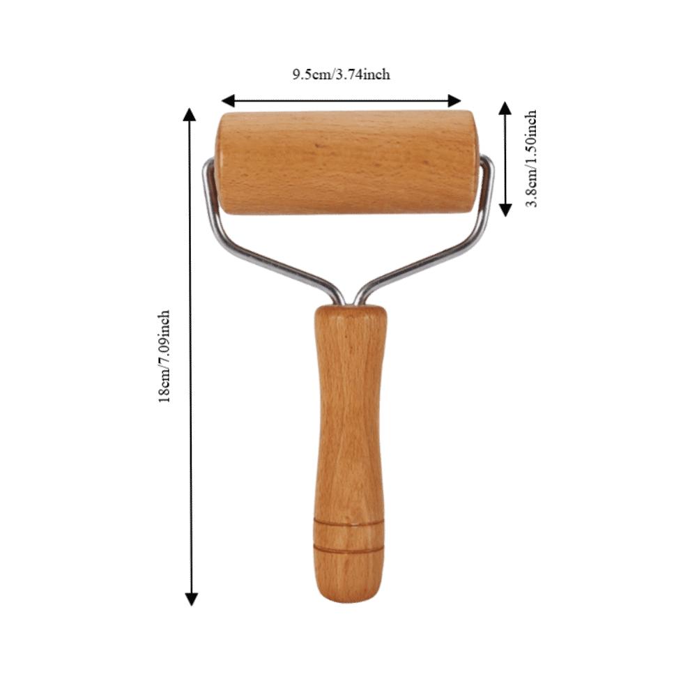 Beech Wood Small Rolling Pin Food-Safe Smooth Polished Wooden Dough Roller Metal Frame Rotatable Pie Rolling Pin Baker