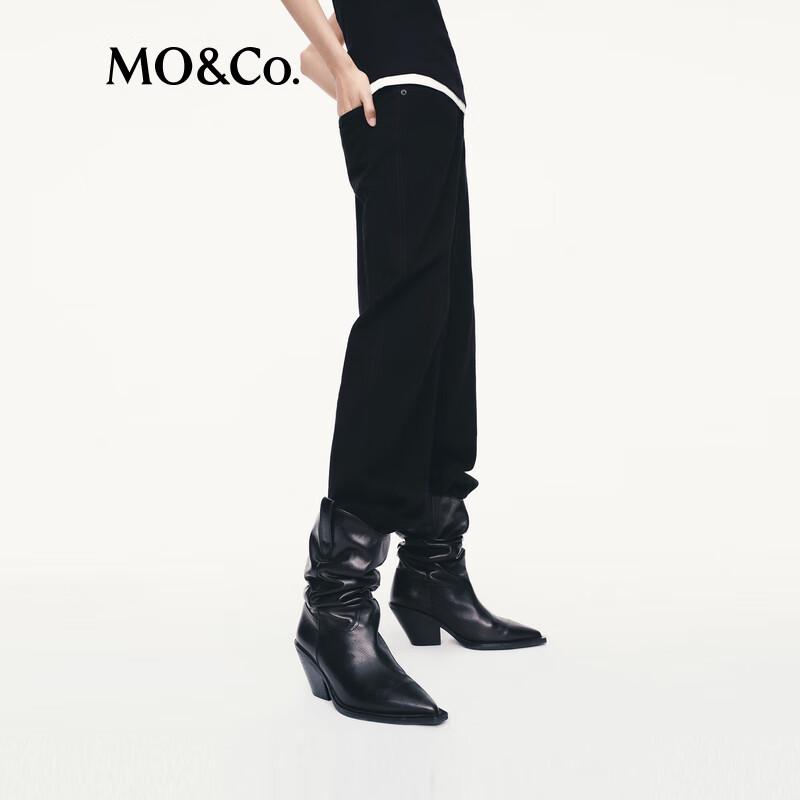 MO&Co. 2025 Fall Mid-Waist Deep Black Tailored Jeans