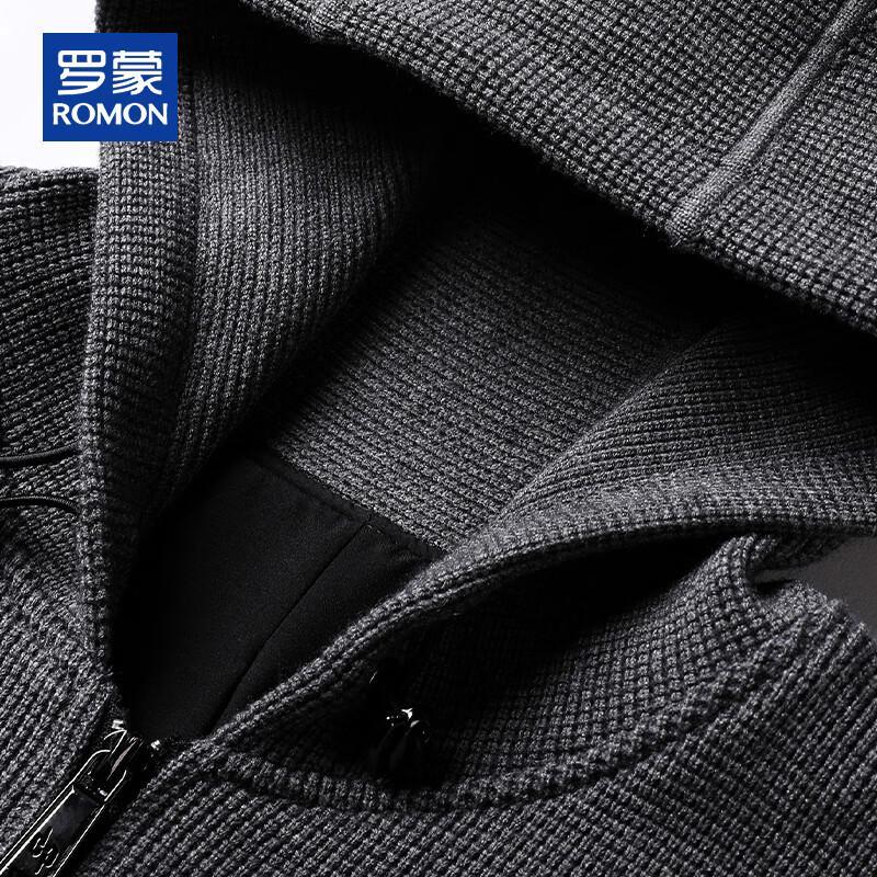 ROMON Men's Hooded Knit Cardigan Sweater