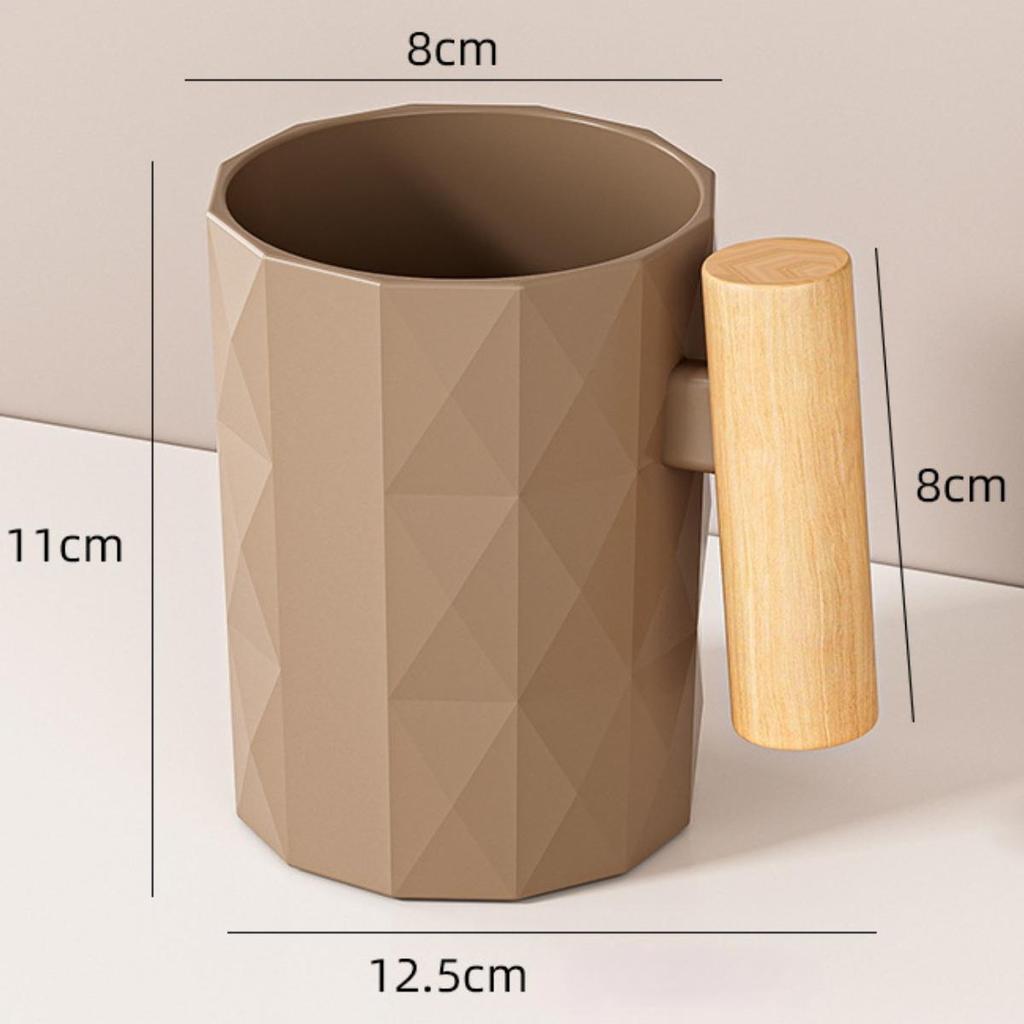 Toothbrush Cup Bathroom Cup Easy to Clean Mouthwash Brushing Storage Cup Wood Handle for Couples Adults Girls Boys Teens Gift