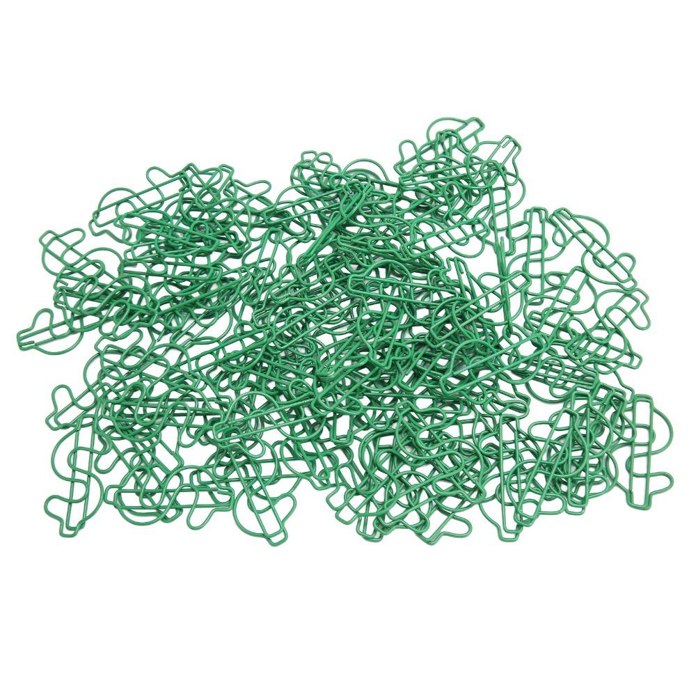 100 Pcs Dollar Shaped Dollar Shape Paper Clips Plastic-coated Metal 4.5*2cm Metal Paper Clips Green Prevent Slip