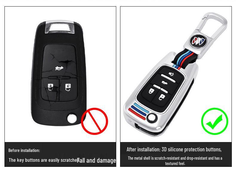 Buick Car Key Case Cover for Models: New Excelle, Verano, GT, Velite, Envision, Enclave, GL8, LaCrosse, GL6, Encore