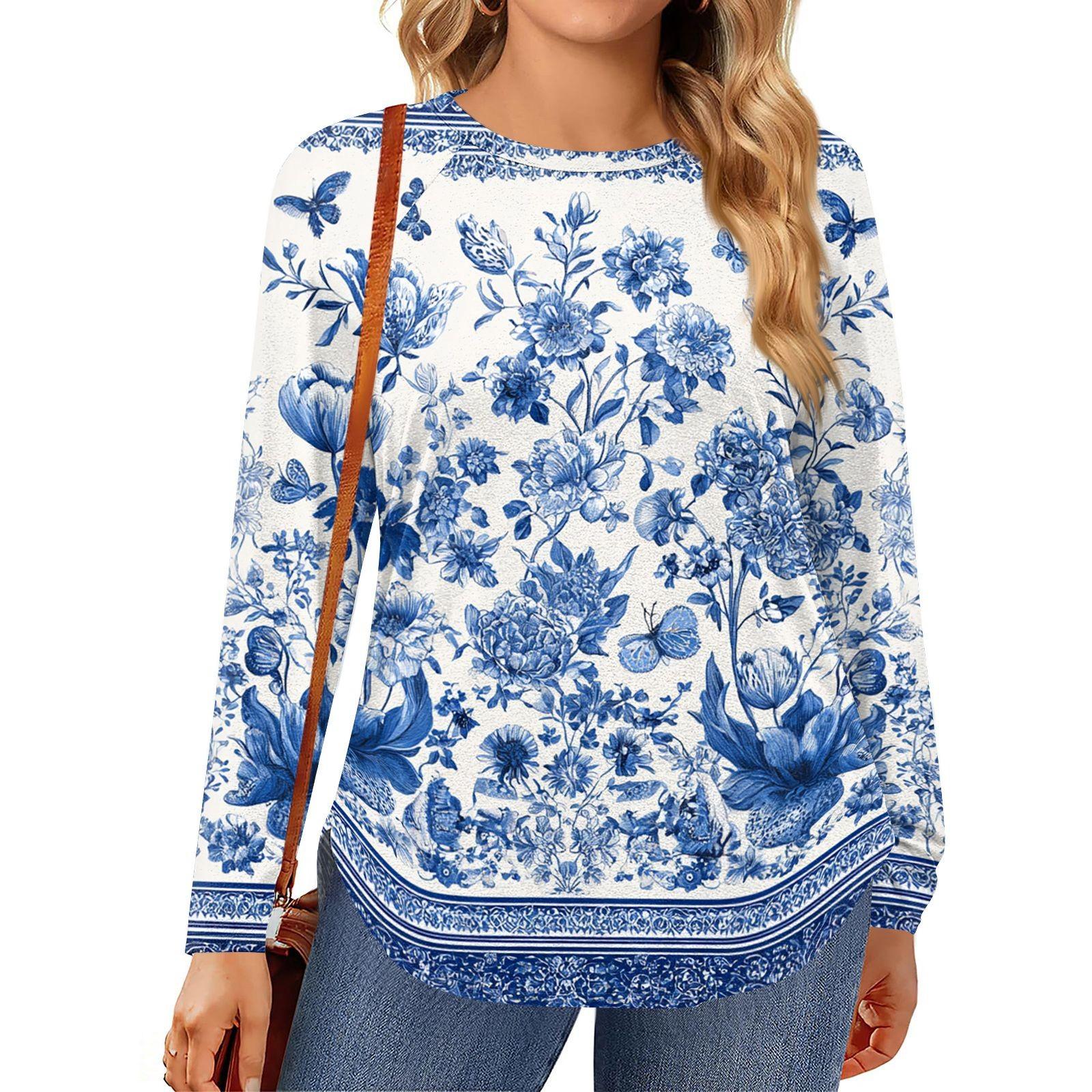 

Женские топы больших размеров, рубашки с длинным рукавом, туника с круглым вырезом, повседневная свободная блузка L-5X XXXXL