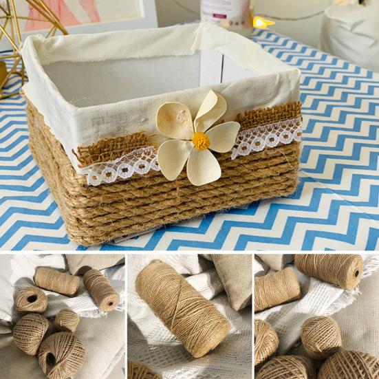 

Джутовая веревка, натуральный джутовый садовый шпагат, прочный длинный коричневый шпагат, универсальная веревка для подарочной упаковки для домашней вечеринки 1mm