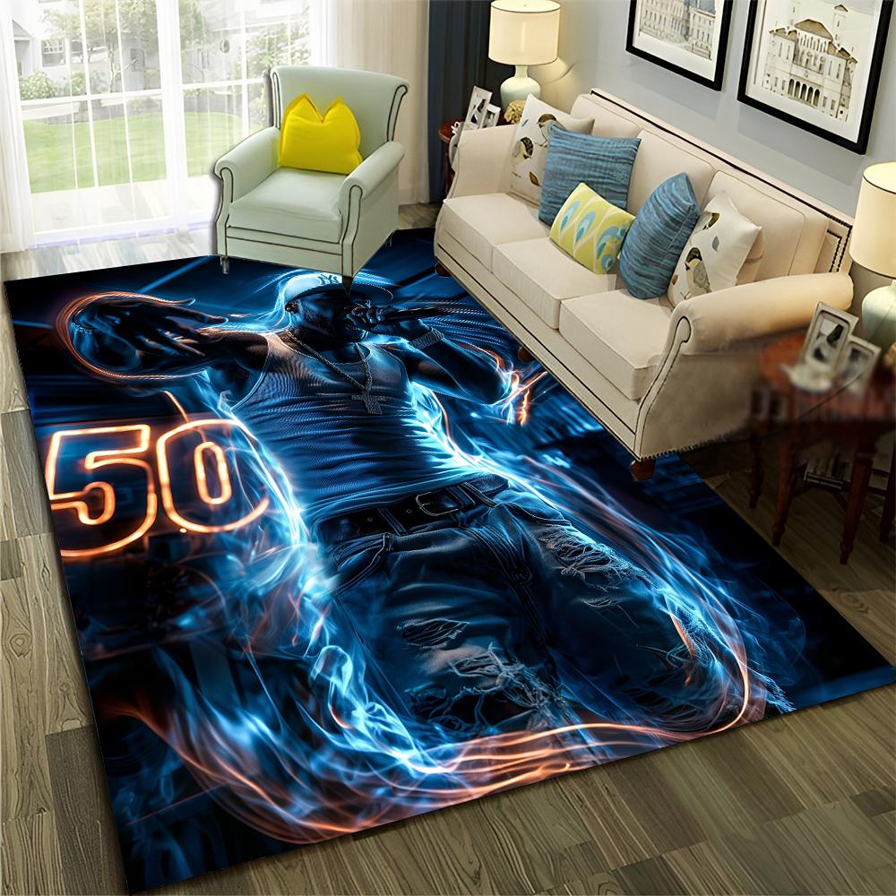 3D Top Rapper Legende Star Kunst Cartoon Hip Hop Teppich für Schlafzimmer Wohnzimmer Sofa Zuhause Fußmatte Dekor,großer Spiel-Rutschfester Bodenbelag