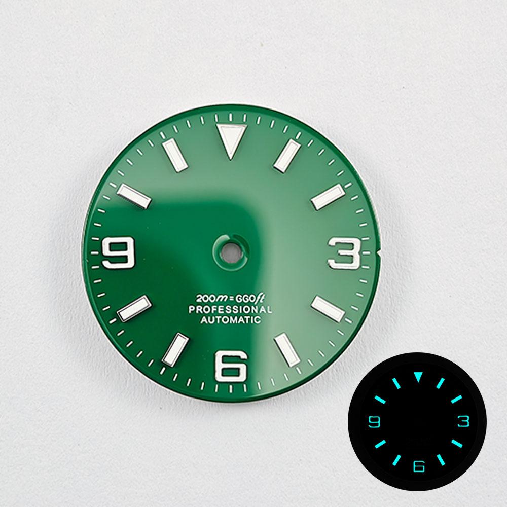 NH35 29mm No Logo Watch Dial Fit NH35A NH36 NH38 Movement Blue Green Luminous Rose Gold /Gold /Silver Nail Explorer Model Dial