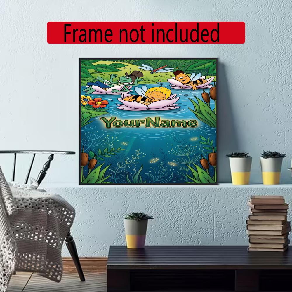 Biene Maja Customize Your Name Diamond Painting Round Diamond Diy Frameless Holiday Artwork Suitable For Home Office Wall Decoration