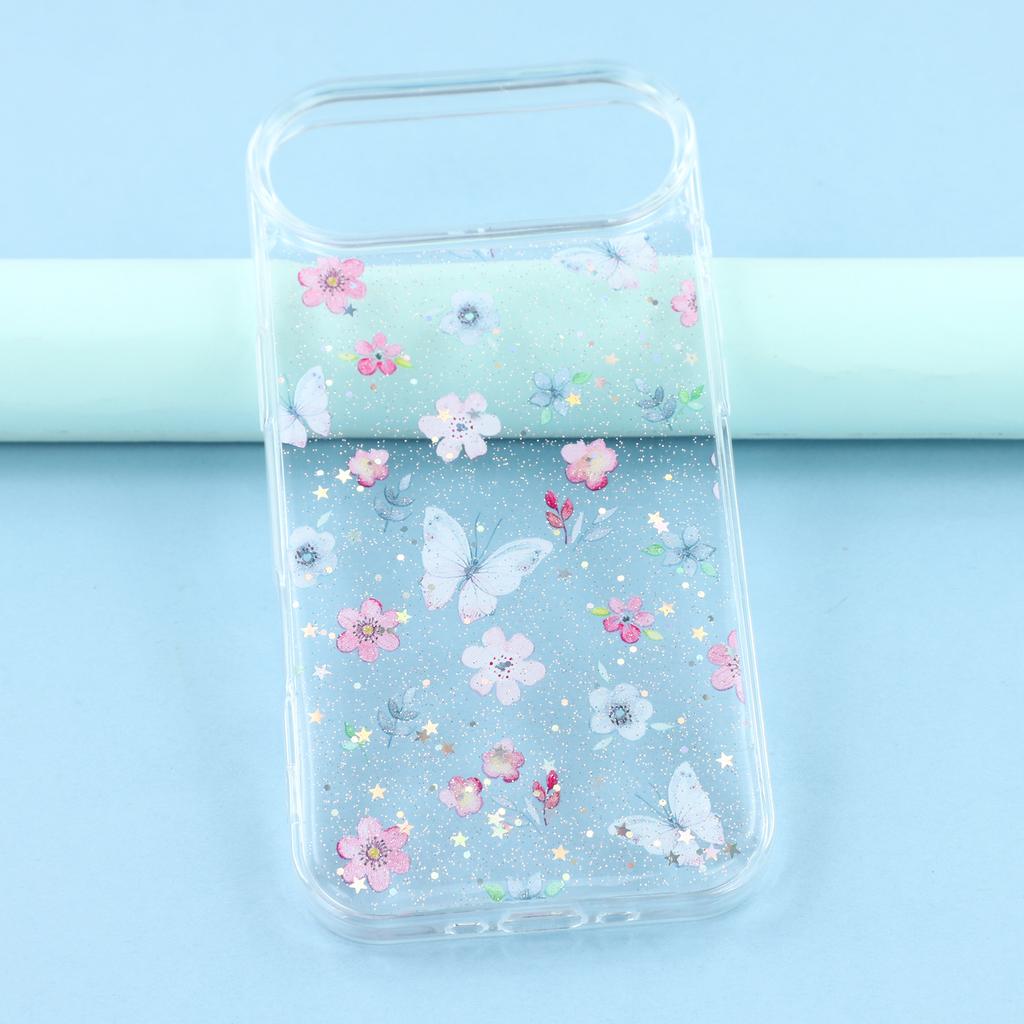 For iPhone 17 Air Case Glitter Flower Epoxy Shockproof Phone Cover