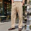 Neue Kollektionen bei Herrenmode: Frühlings-/Herbst-Leinenhose – Lässiger italienischer Stil, Locker geschnitten, Minimalistische gestreifte Hose für Herren