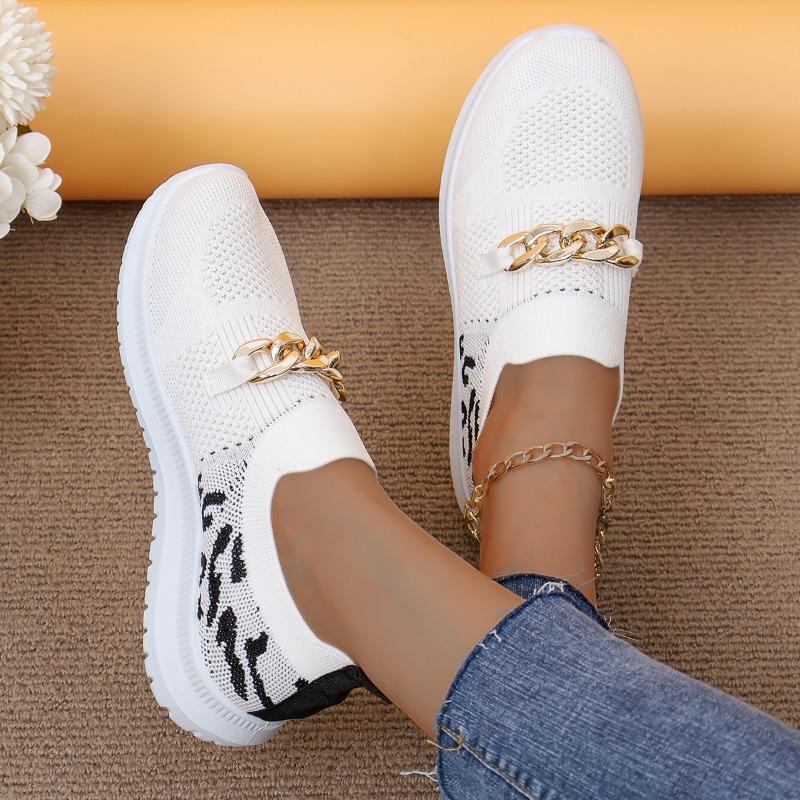New Summer Fashion Walking Women's Flat Shoes Metal Decorative Mesh Comfortable Breathable Casual Sports Shoes NO:026