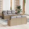 VidaXL 7-piece Garden Sofa Set with Beige Poly Rattan Cushions 3345590