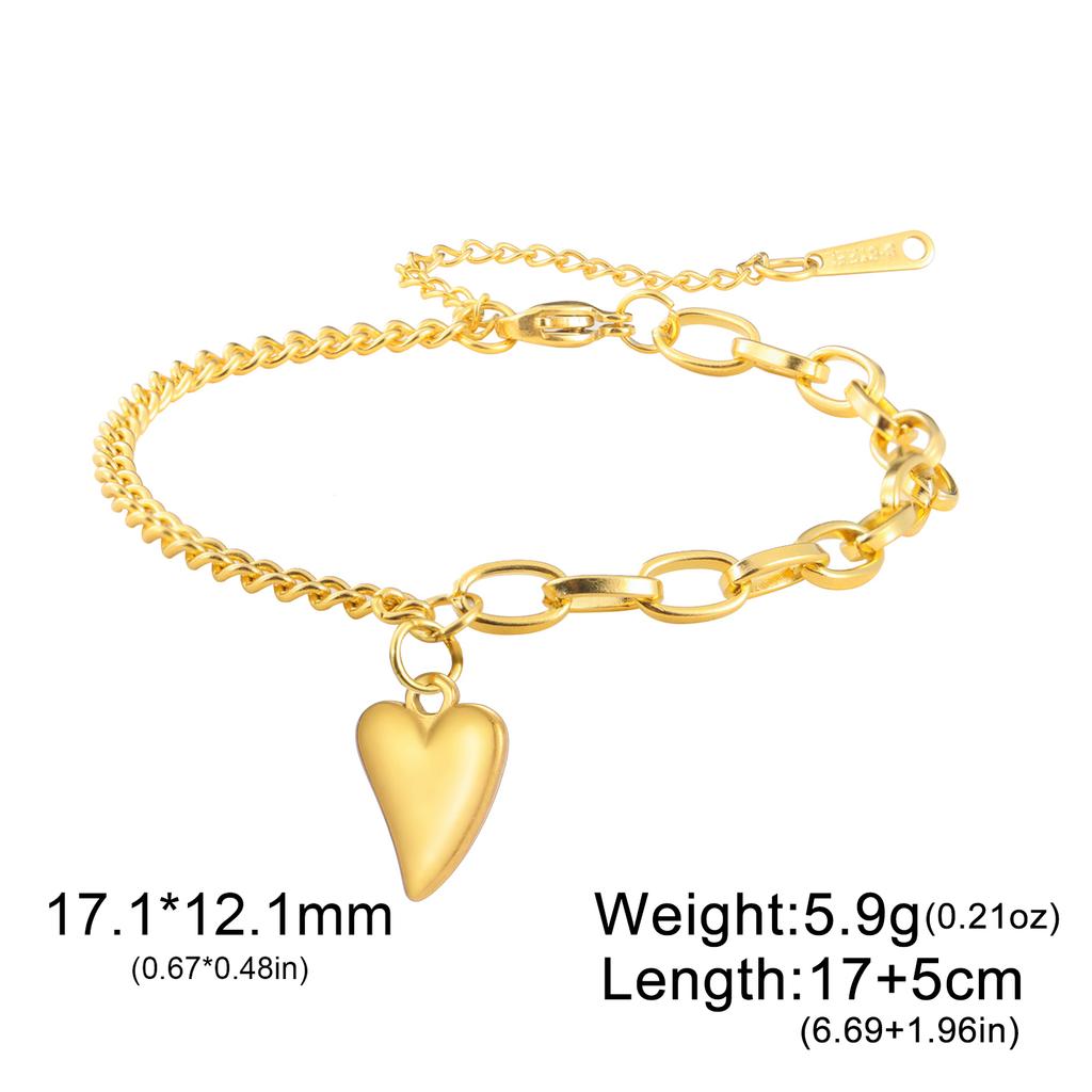 Heart Beads Charm Bracelet Stainless Steel Gold Double Layer Chain Bracelets Trendy Women Jewelry Mother's Day Gift