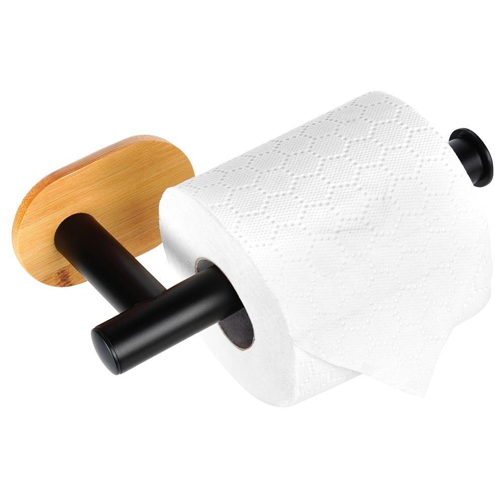 Black bamboo steel toilet paper holder 17 cm