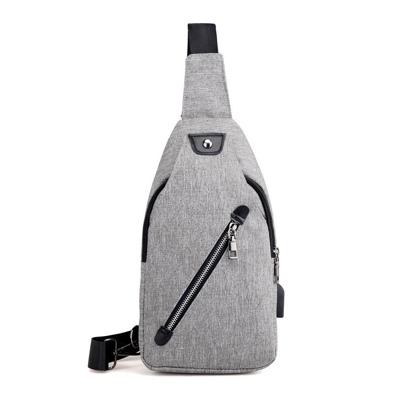 New fashion sports backpack, rechargeable men's breast bag, outdoor leisure shoulder bag.