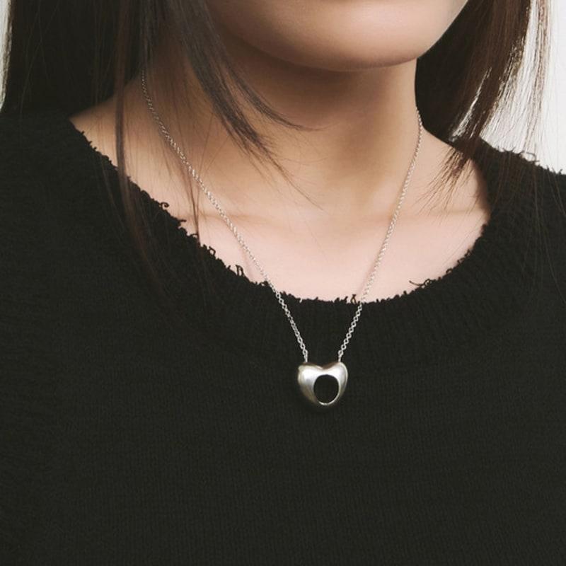 hotdew [925 silver] hole heart necklace (41cm)