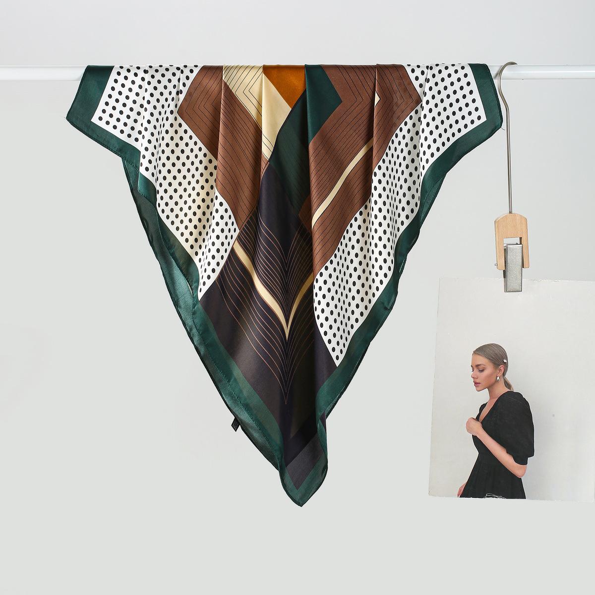

Versatile Women s Faux Silk Geometric Polka Dot Square Scarf 70x70CM