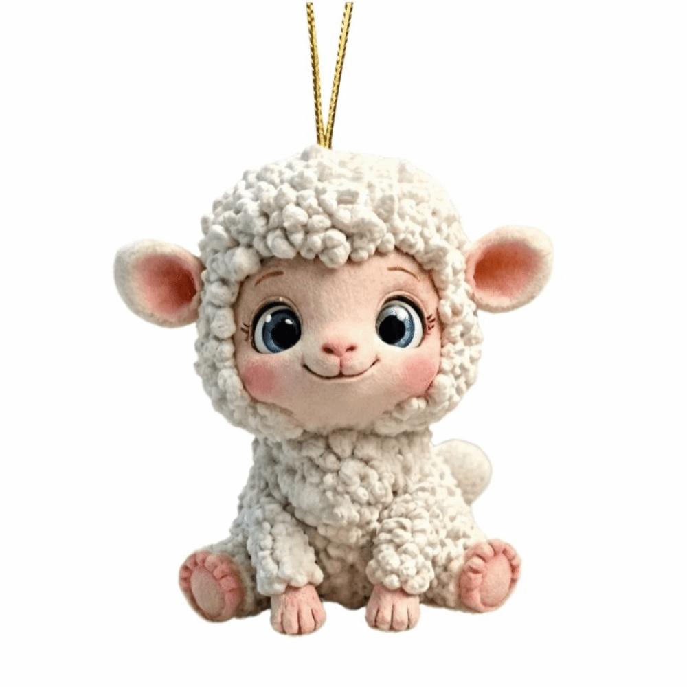 Acrylic Little Sheep Pendant Flat Car Rearview Mirror Charm Christmas Decoration