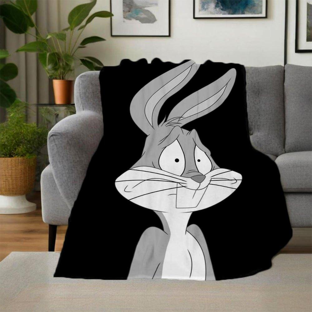 "Looney Tunes Bugs Bunny Poster - Classic Cartoon Art Print"Blanket Flannel Throw Blanket for Sofa, Bed, Travel, Camping, Office