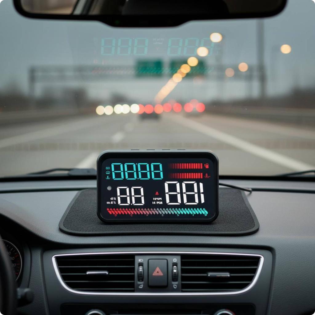 Vehicle Data HUD SingleButtonKey Power Off Car Computer Connector Dual Mode Heads Up Display