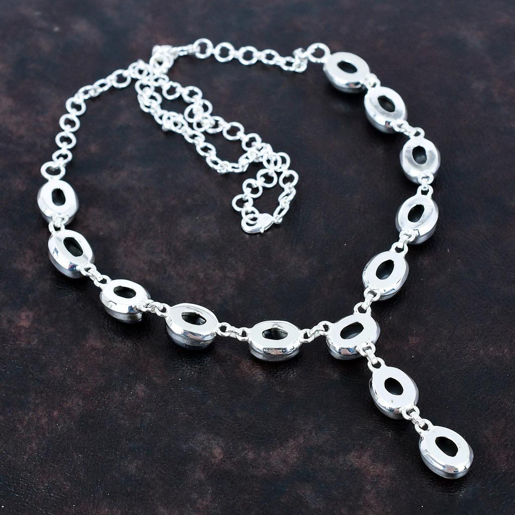 Schungit Halskette 925 Sterlingsilber Halskette verstellbare Kettenhalskette Schungit Edelstein Schmuck handgefertigte elegante Halskette Geschenke für Ehefrau